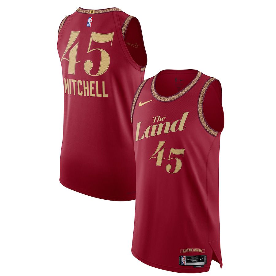 Men Cleveland Cavaliers 45 Donovan Mitchell Nike Wine City Edition 2023-24 Authentic NBA Jersey